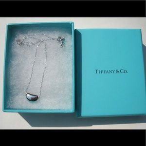 TIFFANY & CO Elsa Peretti Bean Necklace Sterling Silver 17" chain  Pre owned
